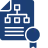 Blue icon of a checklist with checkmarks and a magnifying glass inspecting the list.