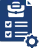 Blue calendar icon with a gear symbol.