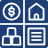 Blue icons representing property bundling, including stacked boxes, a house with a check mark, and a list symbol.