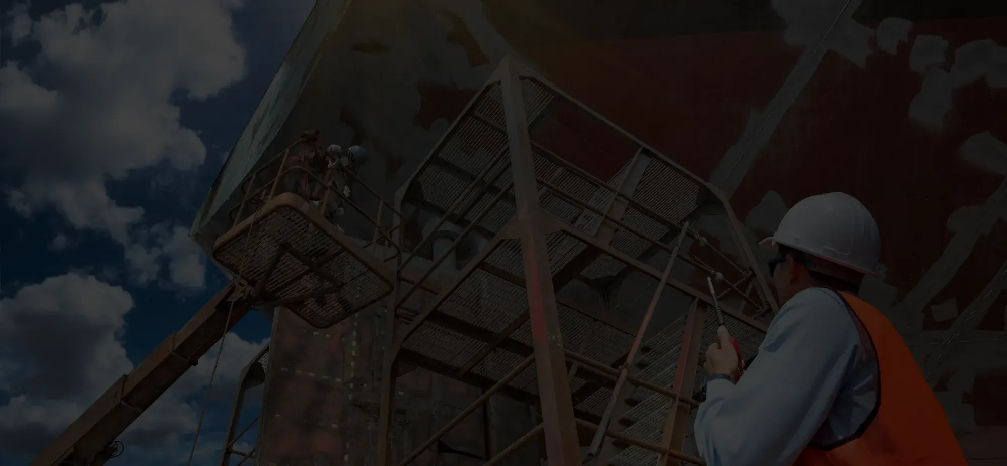 Construction worker on scaffolding
