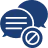 Icon of speech bubbles with checkmark symbol, representing communication and approval.