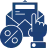 Blue icon of a wallet with a dollar bill partially inside.
