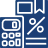 Blue icon representing insurance with a shield, a document, a shield with a checkmark, a calculator, and a percentage symbol.