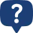 Blue speech bubble containing a black question mark symbol.