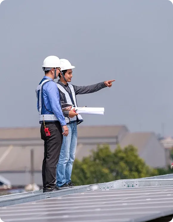 Roofer working on a commercial roof