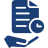 Blue icon of a document with a clock and upward arrow, symbolizing support during claims and negotiations.