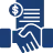 Icon of a hand holding a document with a checkmark above it indicating claim approval or settlement.
