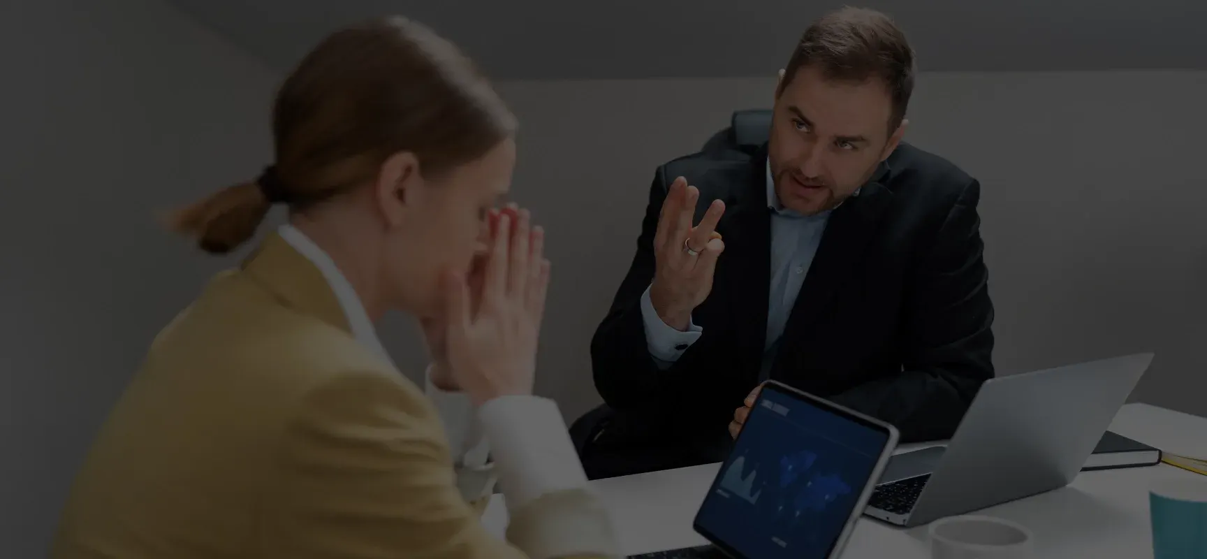 Business owners reviewing figures